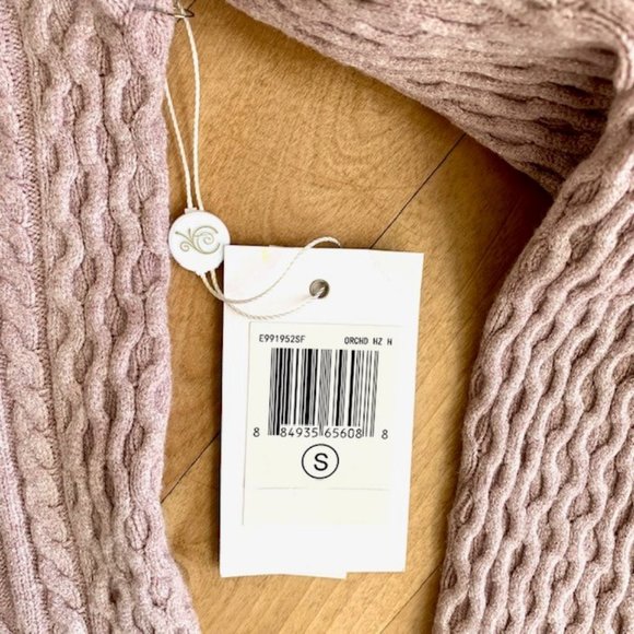 EVOLUTION HEATHER PURPLE CABLE KNIT SPRING SWEATER NEW WITH TAGS SIZE SMALL - Picture 5 of 6